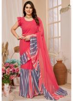 Georgette Pink  Stone Work Saree